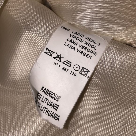 (Cacharel) Cream 100% Wool Short Pencil Skirt - Picture 3 of 5